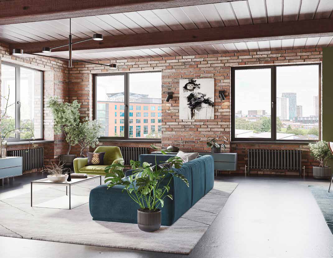 Loft apartment with aluminium flush tilt and turn windows